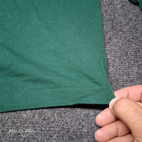 VTG Fashion Threads Single Stitch Plain Blank Solid Green Long Sleeve T Shirt - Picture 5 of 8